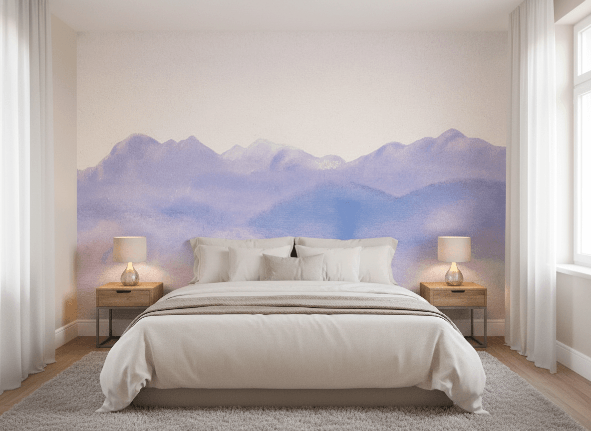Pastel Mountain Wall Mural – Soft Abstract Landscape Wallpaper